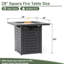 Foyer au propane carré en acier de 28 pouces, 50000, approuvé, extérieur pour terrasse, avec perles de verre et table de protection 28 pouces, cadre, brûleur en acier inoxydable, allumeur électronique, vent