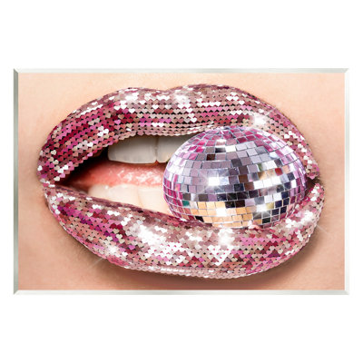 Sparkle Lips & Disco Ball Wall Plaque Art by Ziwei Li