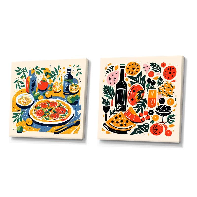 Ensemble de 2 impressions sur toile de style Henri Matisse, Toile tendue, H 30 po x l 61 po x P 1 po