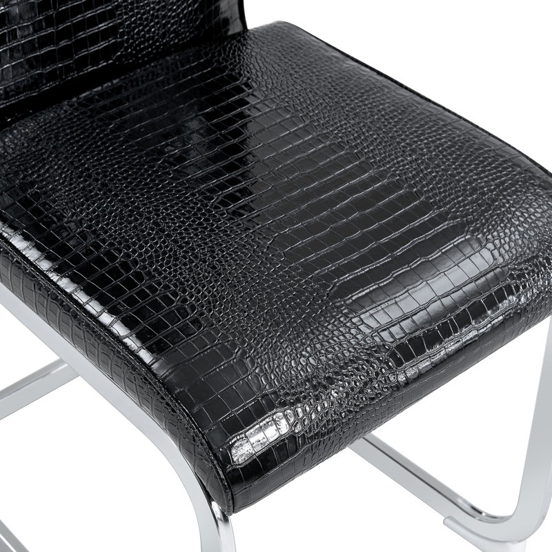 Ensemble de table de salle à manger 5 pièces en verre trempé rond avec chaises en similicuir, Black