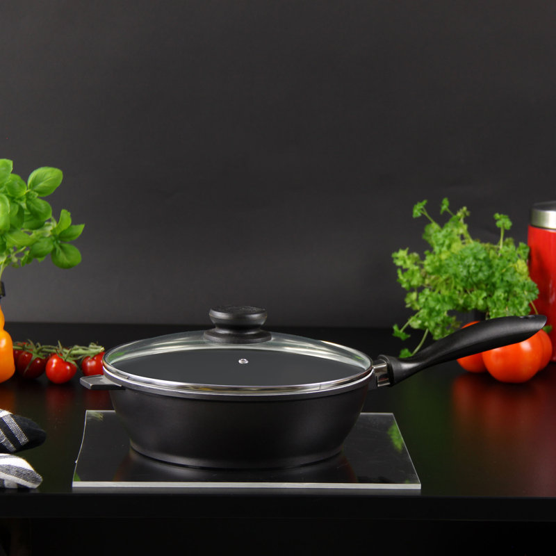 SQ Professional Nea Non-Stick Aluminum Saute Pan with Lid, 2.2 L, Red