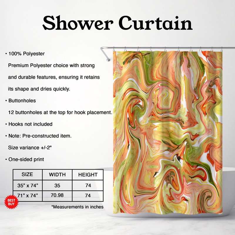 Rideau de douche standard 1 pièce Stone Glow, H 74 po x l 71 po