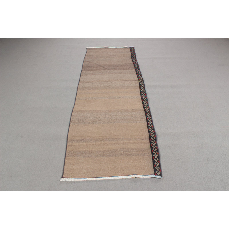Tapis de couloir rétro Kilim en brun pour couloir et cuisine d'Anatolia
