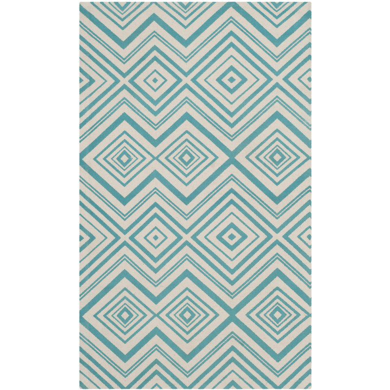 Charla Cedar Brook Hand Loomed Cotton Geometric Rug, Rectangle 3' x 5'