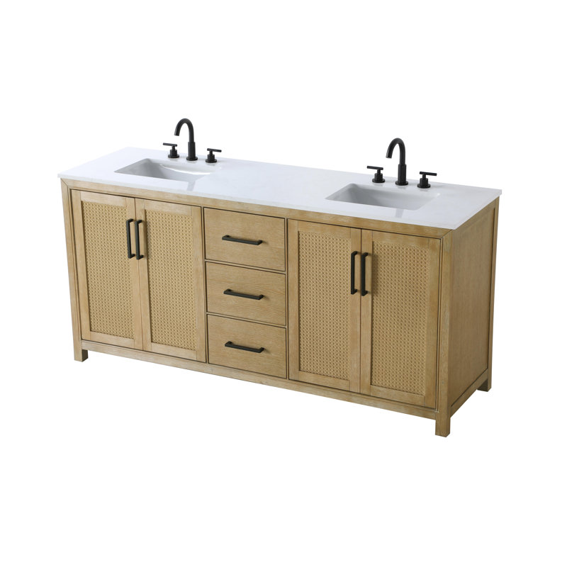 Meuble-lavabo double 72 po, Lin chêne