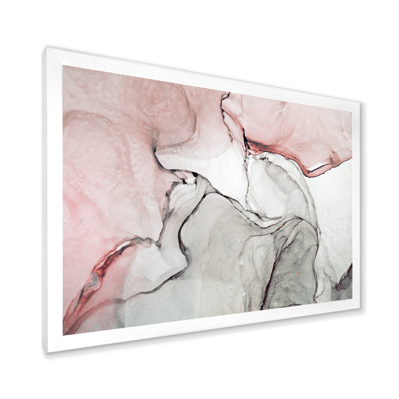 Art mural sur toile luxueux rose gris marbré II, Toile avec cadre photo, H 8 po x l 12 po, Blanc