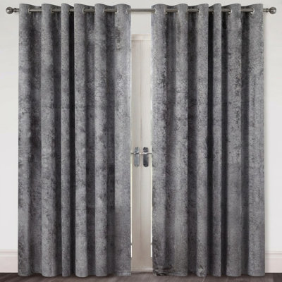 Eleanora Crushed Velvet Eyelet Curtains