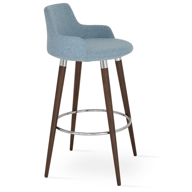 Tabouret de bar et de comptoir Dervish, Naturel, Laine rouge pomme d'amour, Tabouret de bar (siège d'une hauteur de 29,5 po)
