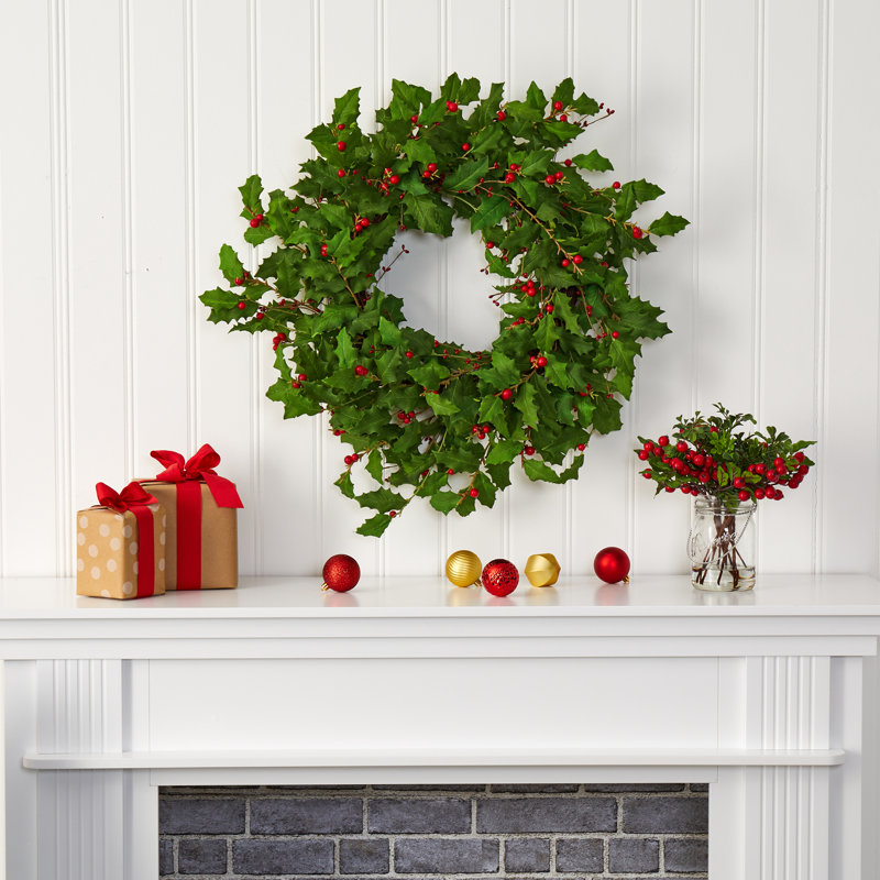 Faux Polyester Wreath, 21" H x 21" W x 4" D