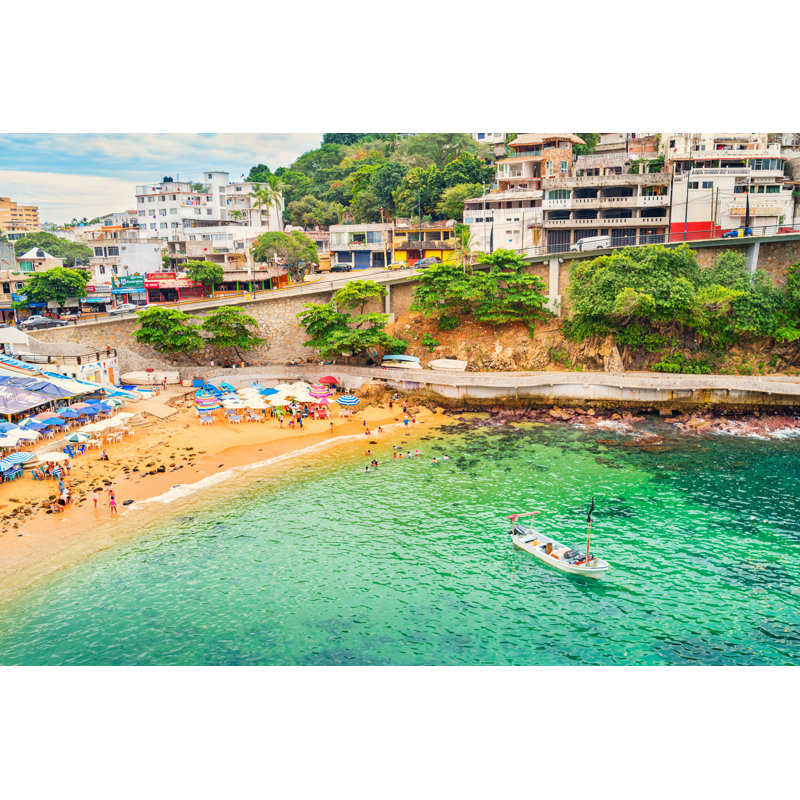 Beach With Boat by Benedek - No Frame Art Prints on Canvas, 61cm H x 91cm W