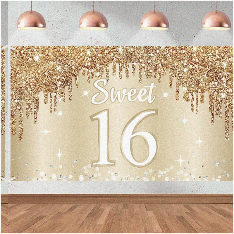 Sparkling Speed 60th Celebration Banner Gold Glitter