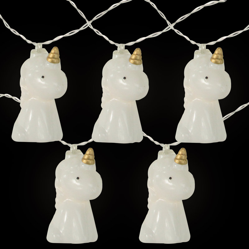 10-Count White Unicorn LED String Lights - 4.5 ft Clear Wire