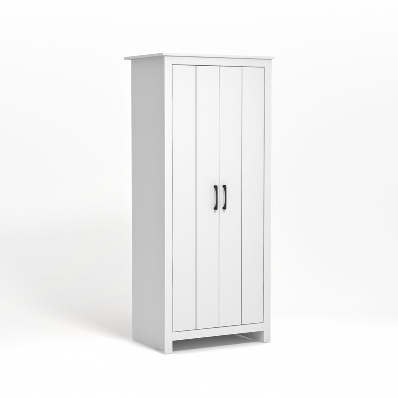 Limestone 2 Door Manufactured Wood Wardrobe, White