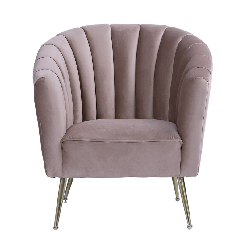 Fauteuil demi-tonneau Rosemont, Sergé rose clair