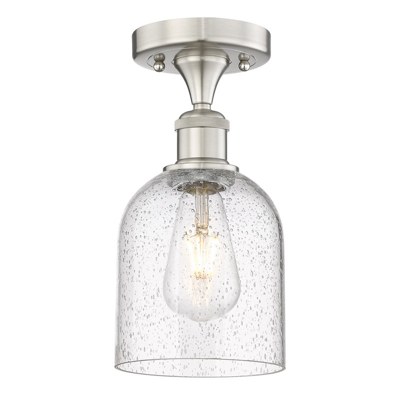 Edison - Allysson - Plafonnier semi-encastré 6 po 1 lumière - Abat-jour granuleux, Nickel satiné brossé