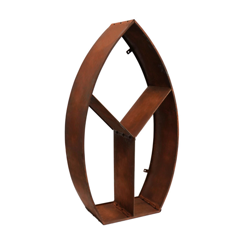 Leaf Arch Sculptural Log Storage Natural Rust H125cm W71cm