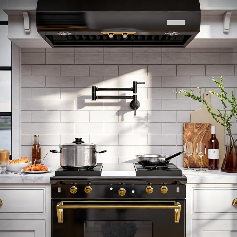 Wall Mount Swing Arm Folding Pot Filler Kitchen Faucet, Oil Rubbed Bronze