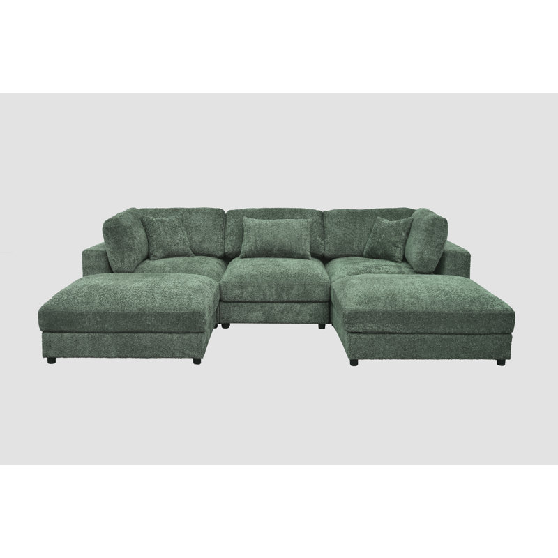 Canapé modulaire Everden, H 33 po x l 112 po x P 72 po, Polyester vert