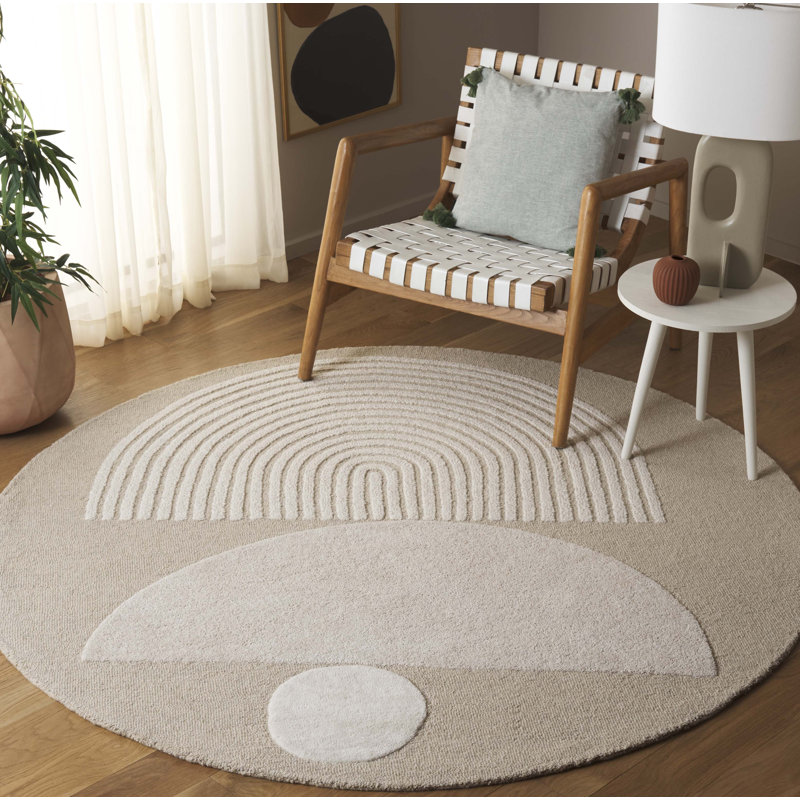 Latoyer Ebony Hand Tufted Wool Pile Rug, Round 6'
