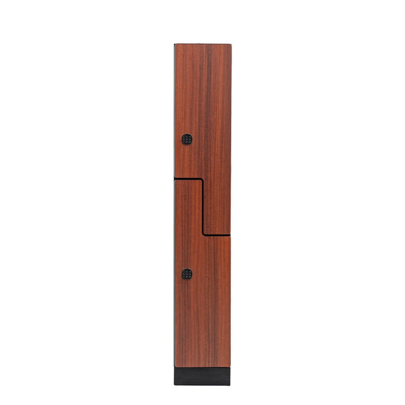 Casier de rangement en bois à 2 compartiments et porte à 2 niveaux avec serrure numérique, Brown