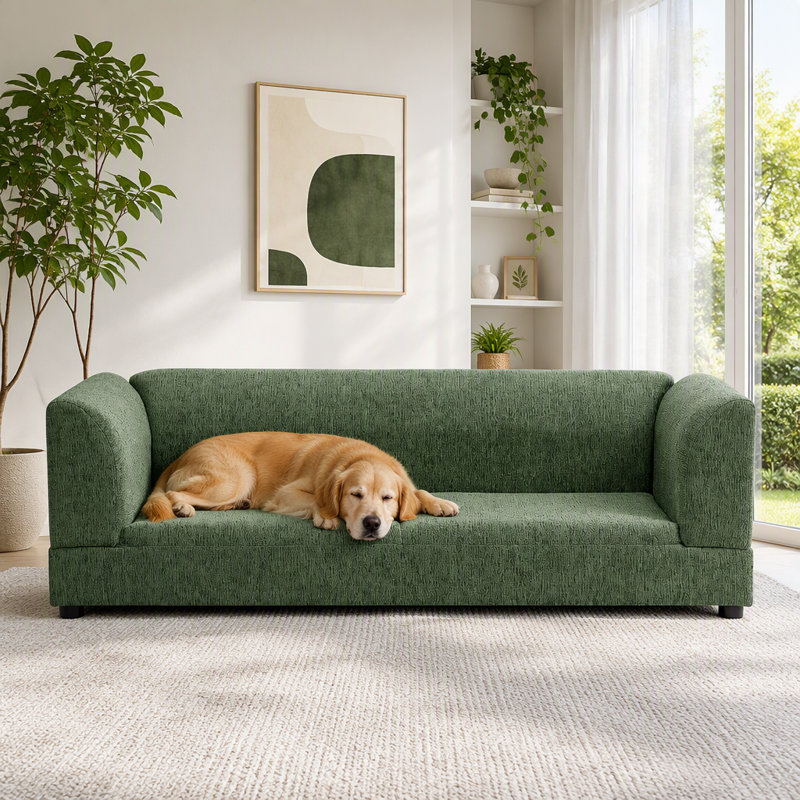 Canapé confortable surdimensionné pour chiens de taille moyenne / grande, Vert olive