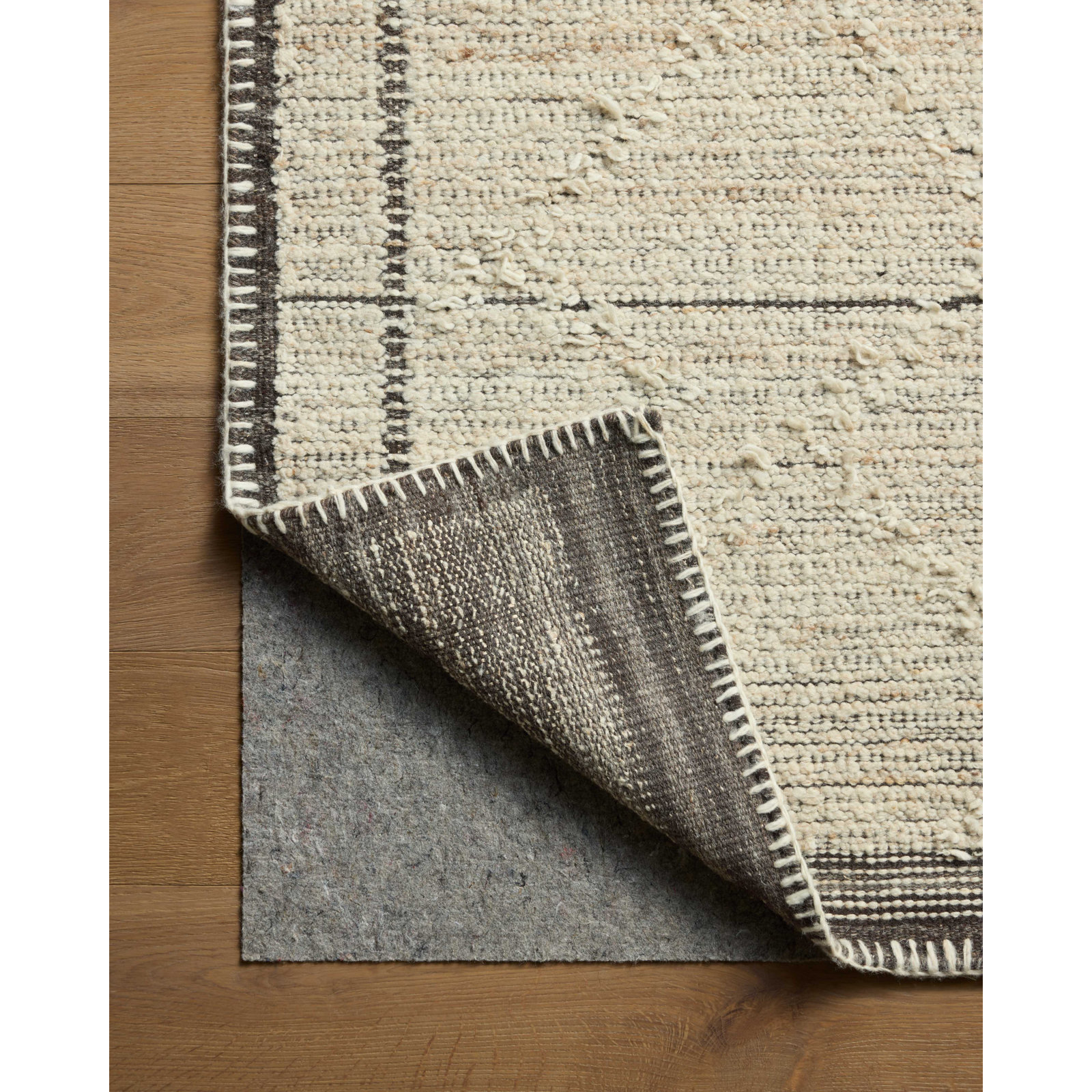 Amber Lewis x Loloi Bowie Ivory / Mocha Area Rug, Rectangle 2' x 3'