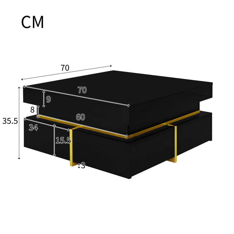 Coffee Table with Storage, Black