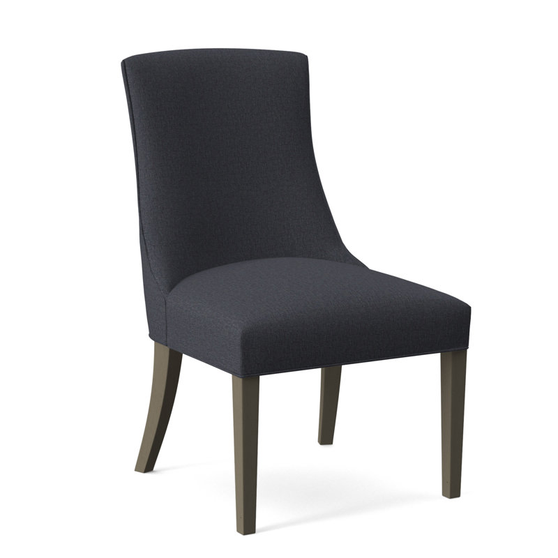 Tuxedo Slipper Dining Chair, Light Blue Performance Fabric; 0851-55, Stone Hearth Finish