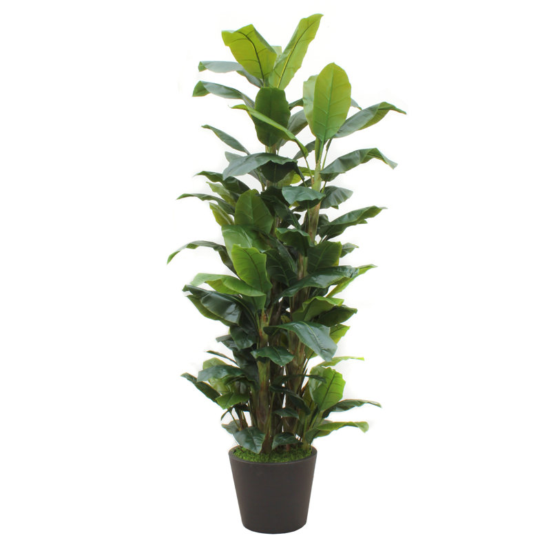 Faux Banana Leaf Tree in Metal Planter