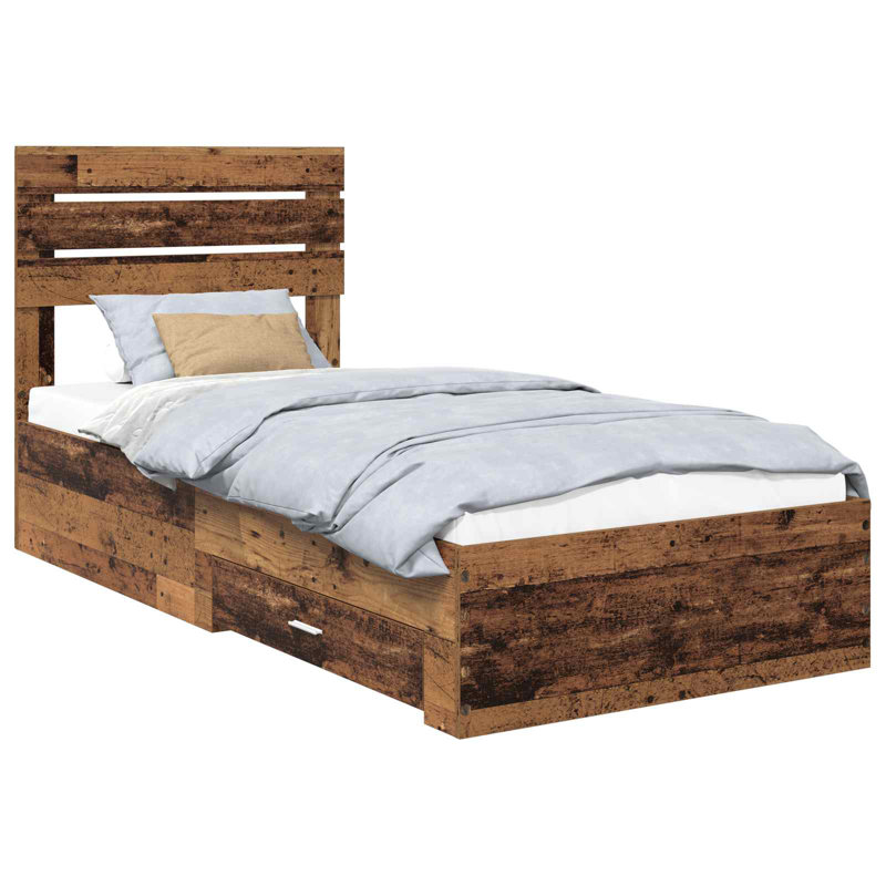 Bed, European Single (90 x 200 cm), Old Wood