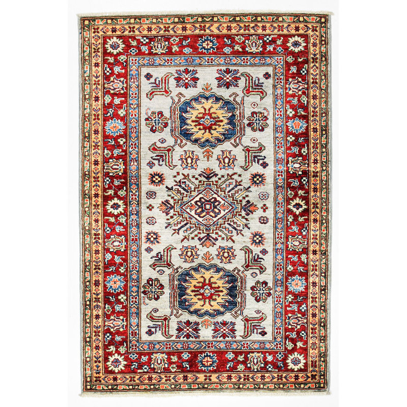 Tapis gris et rouge rétro de style tribal Anatolian