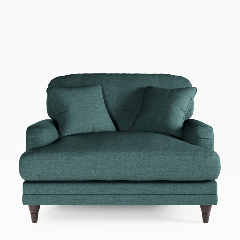 Elfur Upholstered Chair And A Half, Burnished Beech, Teal