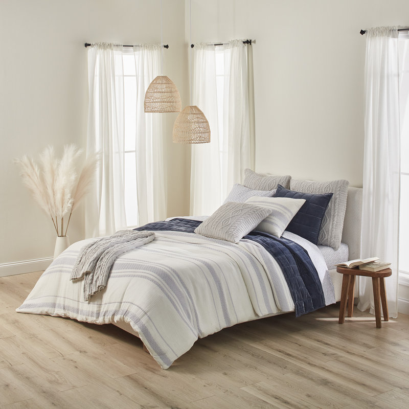 Splendid Pace Cotton Gauze 2-Piece Jacquard Duvet Cover Set – Soft, Airy & Summery Bedding, Twin
