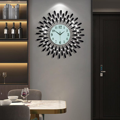 Large Modern Wall Clock For Living Room Decor - Silent Non-Ticking Round Crystal Wall Art With Sparkling Diamonds - Perfect For Bedroom Office Kitchen Home Decoration