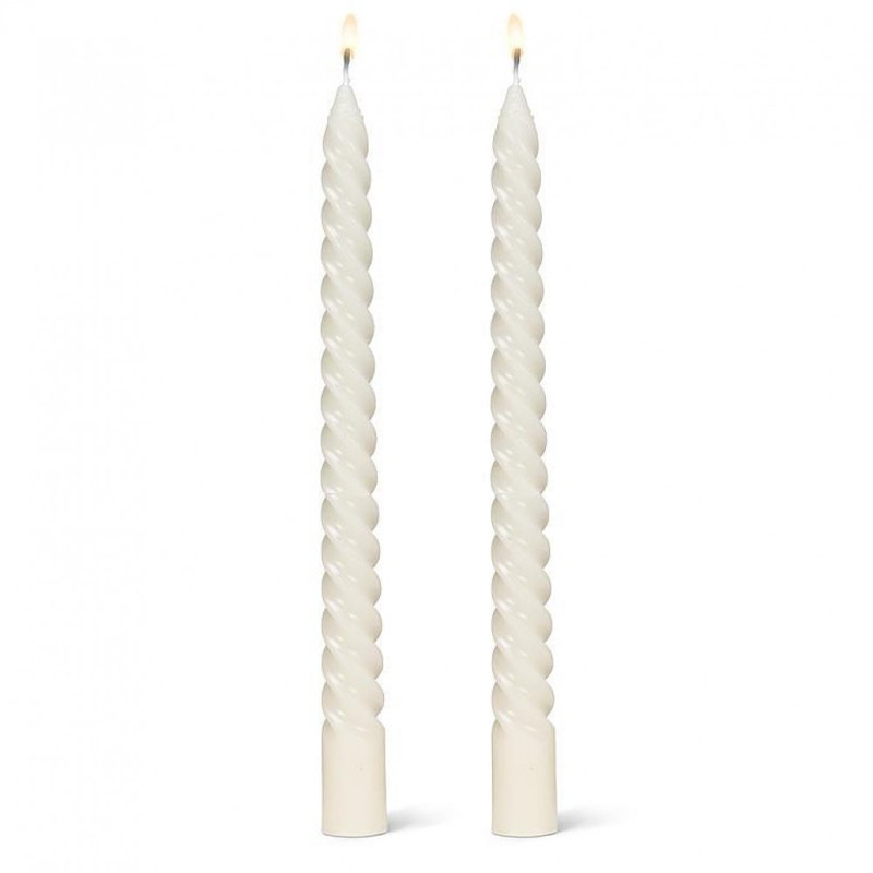 Ensemble de 2 bougies en spirale serrées, Ivory