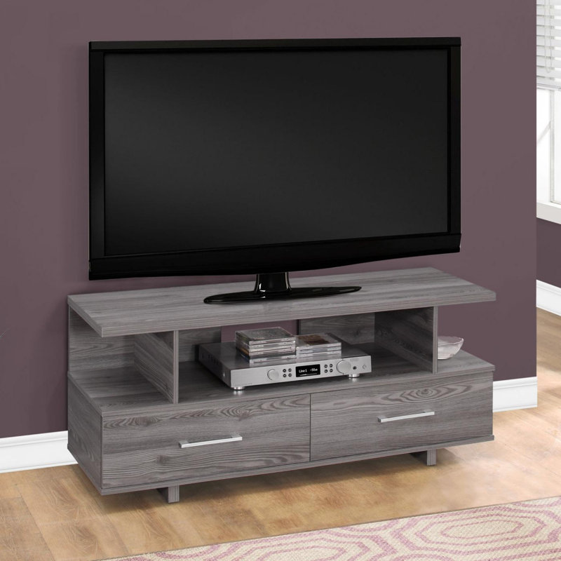 Console multimédia avec tiroirs et tons chauds