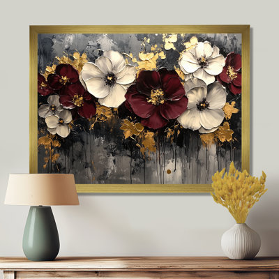 Burgundy Poppies Dreamscape At Night II - Poppies Framed Wall Art