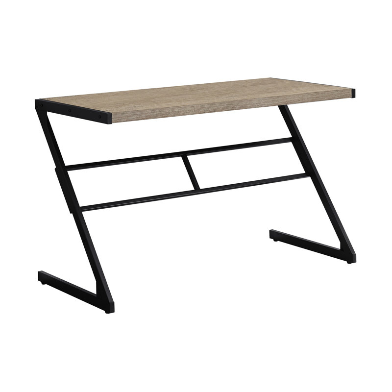 Bureau d'ordinateur 48 "Z-Base, plateau en stratifié taupe avec cadre en métal noir pour bureau à domicile