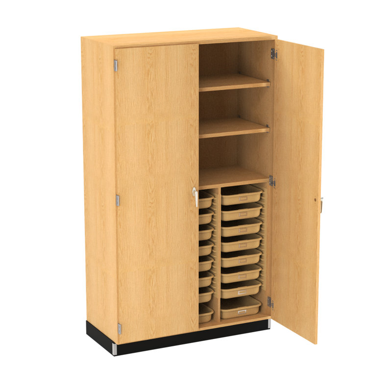 Armoire de classe 6 compartiments avec bacs, Chêne