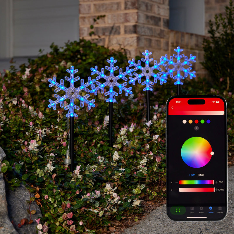 Vivvi App Based Snowflake Path Lights, 7.1" 48 LEDs