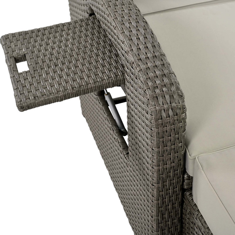 Chaise longue double inclinable avec coussins 70,8 po Bernardin, Gris, Gris