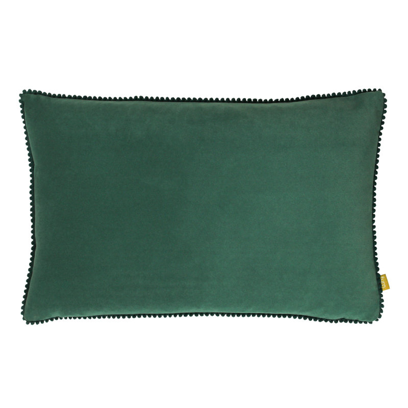 Cosmo Velvet Pom Pom Filled Cushion, Marine Blue, Polyester/Polyfill