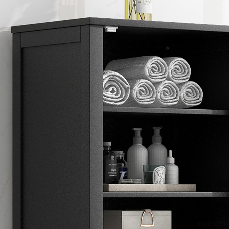 Armoire à linge Akshar, Noir mat