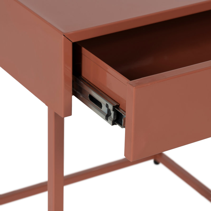 Bouey 43cm W Steel Bedside Table, Brown