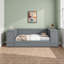 Lit de jour simple avec bras de rangement, lit gigogne, station de charge et ports USB, lit de jour gris peu encombrant-547079167