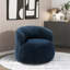 Fauteuil d'appoint pivotant bleu moderne avec tissu chenille et rotation à 360 degrés avec revêtement de luxe