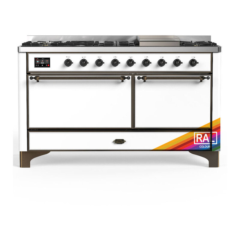 Majestic III Series 60 Inch Dual Fuel Range with 7 Sealed Burners, Griddle, in RAL (Liquid Propane, Chrome Trim), Burnished