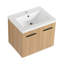Meuble-lavabo flottant 24 po avec lavabo, armoire en contreplaqué de chêne clair, rangement à double porte mural, avec comptoir en résine