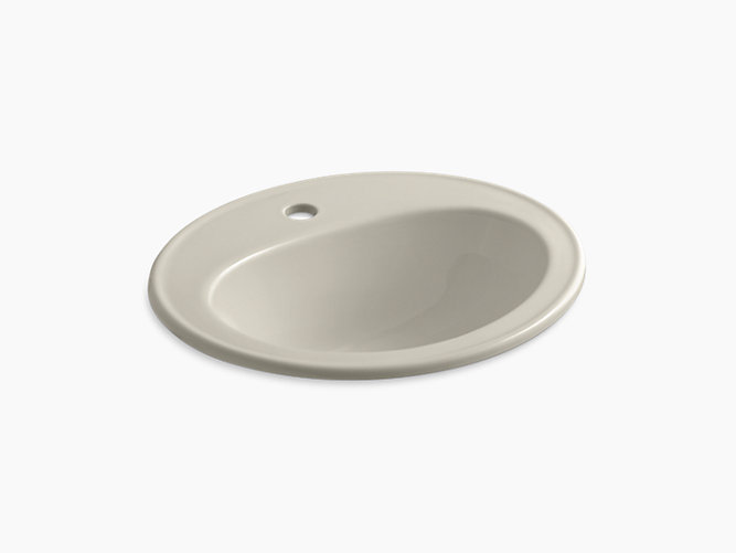 Pennington Ceramic Oval Drop-In Bathroom Sink with Overflow, Ice Gray, Single