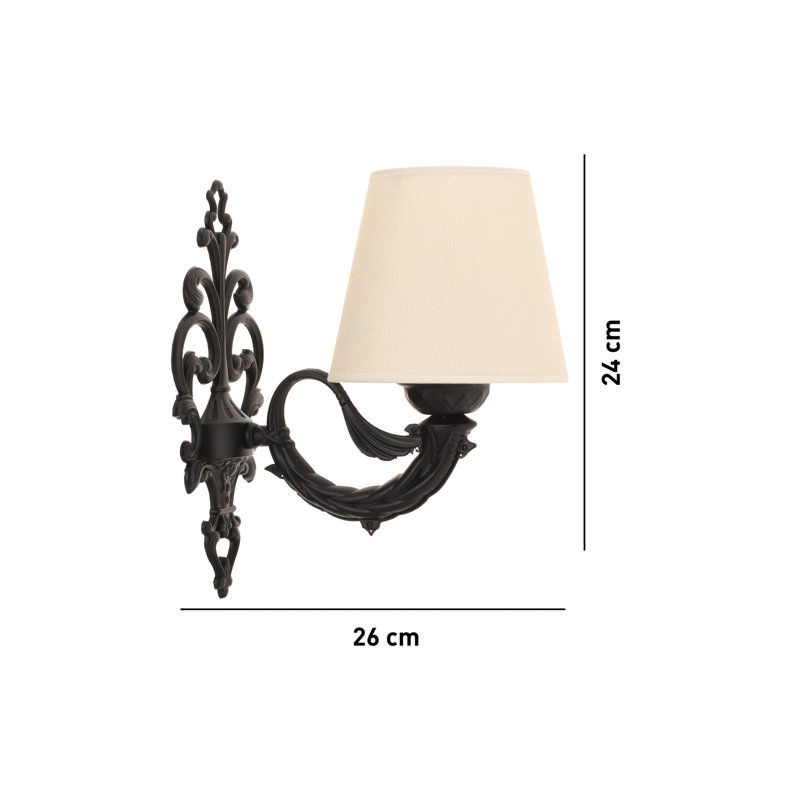 Elegant Wall Lamp with Metal Body, Cream & Black Finish, 24 in Height x 10.6 in Depth | E27 Socket (Max 40 W), Stylish Lighting for Living Room, Bedroom & Office | IP20 Rating, Contemporary Design
